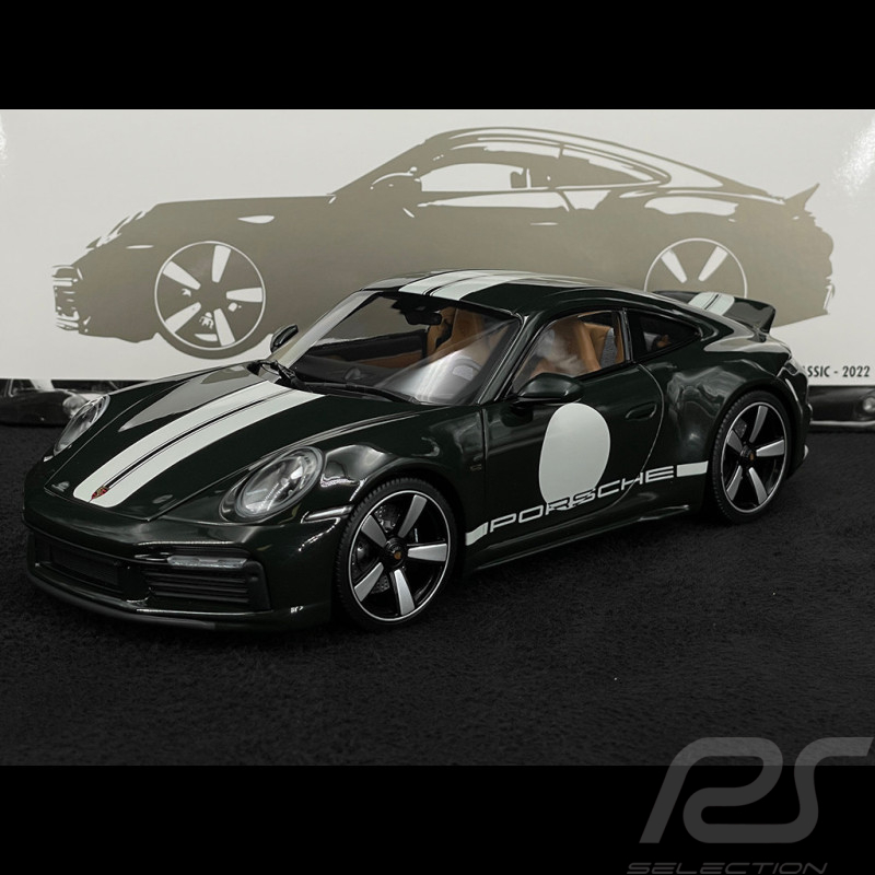 Porsche 911 Sport Classic Type 992 2022 Vert Métallique / Bandes Blanches 1/18 Minichamps 110069204