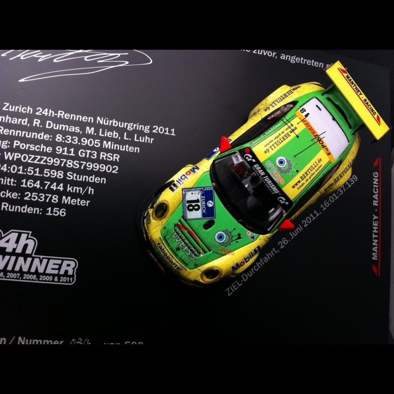 Set Porsche 997 GT3 RSR Manthey Nürburgring 2011 n°18 1/43 Spark