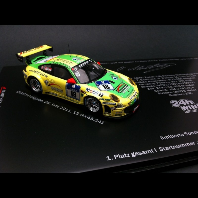 Set Porsche 997 GT3 RSR Manthey Nürburgring 2011 n°18 1/43 Spark