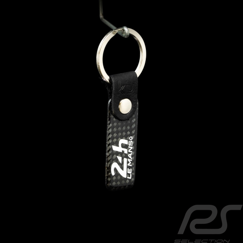 Porte-clés 24h Le Mans cuir et carbone QR Code KIU_002