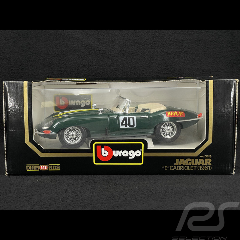 Jaguar E-Type Cabriolet 1961 n°40 Vert British 1/18 Bburago 3016