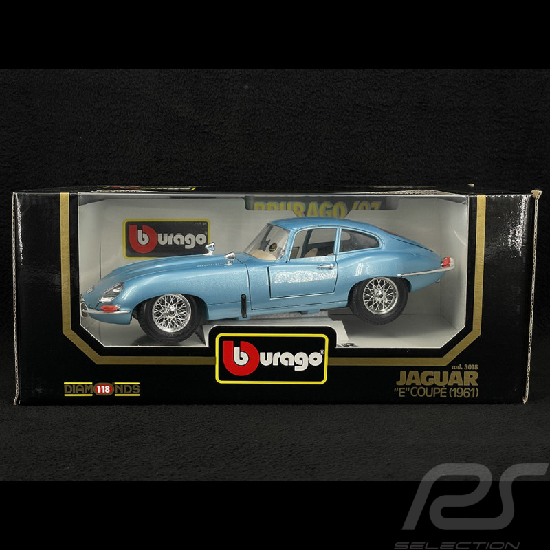 Jaguar E‑Type Coupé 1961 Bleu Clair Métallique 1/18 Bburago 18‑3018