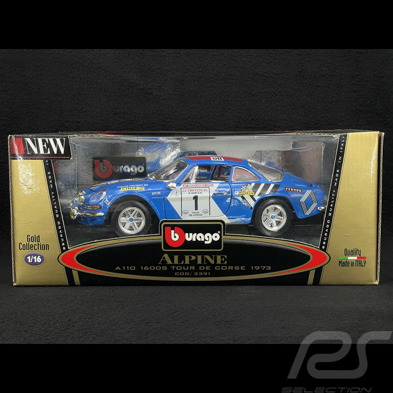 Alpine A110 1600 S n°1 Tour de Corse 1973 Blau 1/16 Bburago 3391