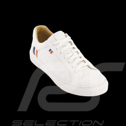 Chaussure Gulf cuir blanche bandes orange et bleu marine – GU252FMW01-000