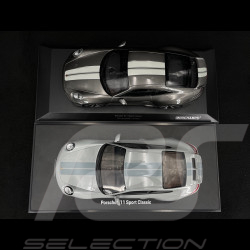 Set von 2 Porsche 911 Sport Classic Typ 997 2009 + Typ 992 2022 Grau