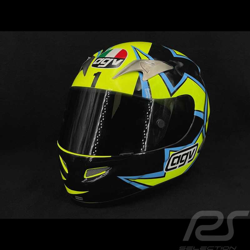 Signed Valentino Rossi Helmet AGV Ti-Tech By Roby Yellow Blue Size L Limited Edition 1/500