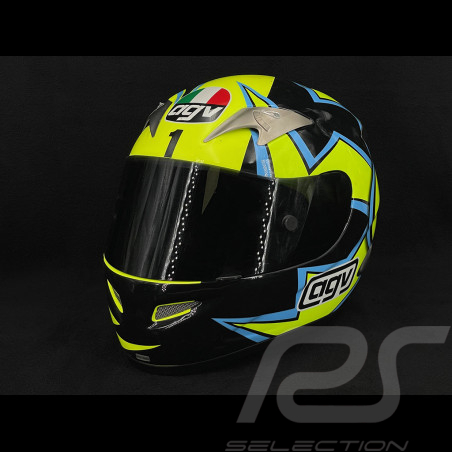 Signiert Valentino Rossi Helm AGV Ti-Tech By Roby Gelb Blau Größe L Limited Edition 1/500