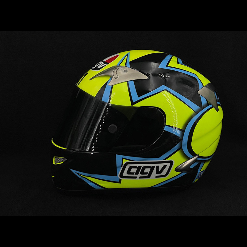 Autograph Valentino Rossi Helmet AGV Ti-Tech By Roby Yellow Blue