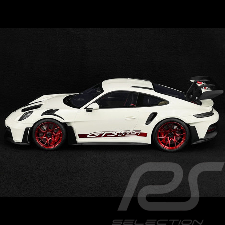 Porsche 911 GT3 RS Typ 992 Tribute to Carrera RS Weiße rote Streifen 1/12 GT Spirit GT949