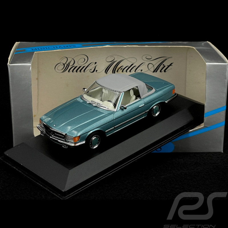 Mercedes-Benz 350 SL Cabriolet Softtop 1971 Turquoise Green 1/43 Minichamps 430033441