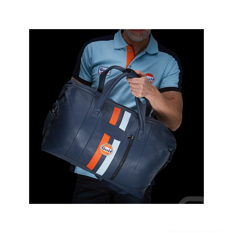 Gulf Travel Bag Racing in Leather Navy Blue GU252ACM01-100