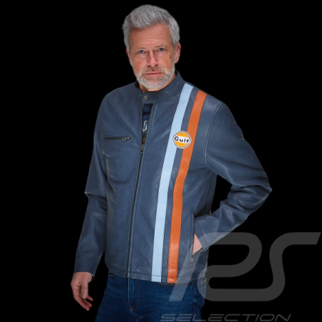 Veste en Cuir Gulf Roadmaster Bleu Marine GU252JAM05-100
