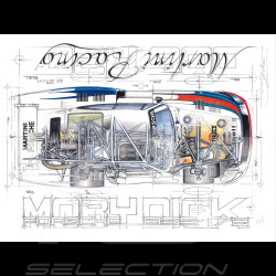 Banner Porsche 935 Moby Dick Martini Racing original drawing by Sébastien Sauvadet