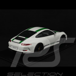 Porsche 911 R Type 991 2016 Pure White with Green Stripes 1/12 Schuco 450046900