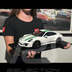 Porsche 911 R Type 991 2016 Reines Weiß mit Grünen Streifen 1/12 Schuco 450046900