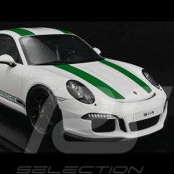 Porsche 911 R Type 991 2016 Pure White with Green Stripes 1/12 Schuco 450046900