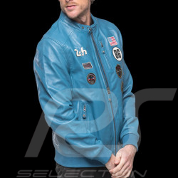 24h le Mans Leather Jacket Pierre Blue Maillard 27928-9922 - men