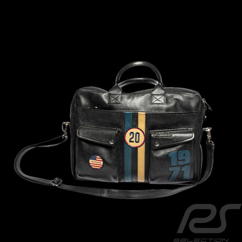 24h le Mans Messenger Ledertasche Steve McQueen Wayne 7 Schwarz 27954-1504
