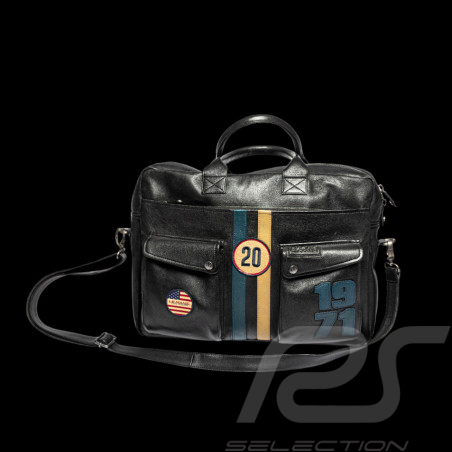 24h le Mans Messenger Leather Bag Steve McQueen Wayne 7 Black 27954-1504