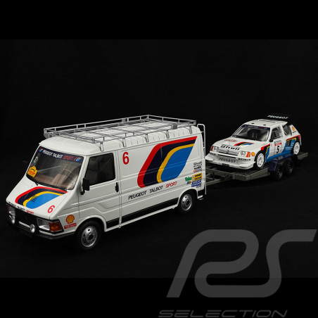 Set Rallye Peugeot 205 T16 n° 5 Vainqueur Tour de Corse 1986 avec remorque 1/18 Ottomobile OT384