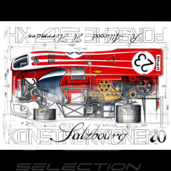 Bâche Porsche 917 Le Mans 1970 n° 23 Porsche Salzburg dessin original de Sébastien Sauvadet