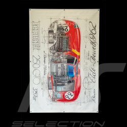 Banner Ferrari 250 GTO 24h Le Mans 1962 n° 22 Originalzeichnung von Sébastien Sauvadet