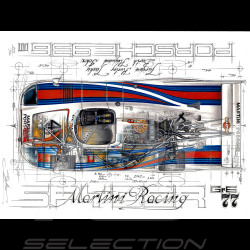 Banner Porsche 936 Martini Racing Sieger 24h Le Mans 1977 Originalzeichnung von Sébastien Sauvadet