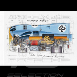Porsche 917 KH n°20 Gulf 24h Le Mans 1970 Steve McQueen Originalzeichnung von Sébastien Sauvadet