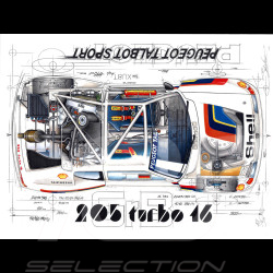 Banner Peugeot 205 Turbo 16 Gr.B Peugeot Talbot Sport Originalzeichnung von Sébastien Sauvadet