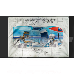 Banner Ford GT40 Mk II JWA Gulf n° 1 24h Le Mans 1966 Shelby American Originalzeichnung von Sébastien Sauvadet