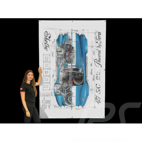 Banner Shelby Cobra 427 S/C 1965 original drawing by Sébastien Sauvadet