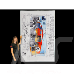 Banner Porsche 917 LH JWA Gulf n° 17 24h Le Mans 1971 Originalzeichnung von Sébastien Sauvadet