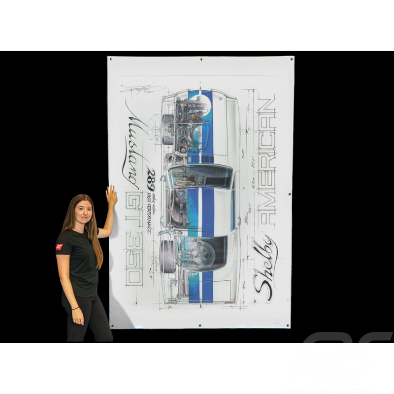 Banner Ford Mustang Shelby GT350 1965 original drawing by Sébastien Sauvadet
