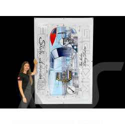 Banner Ford GT40 Mk II JWA Gulf n° 1 24h Le Mans 1966 Shelby American original drawing by Sébastien Sauvadet