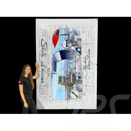 Bâche Ford GT40 Mk II JWA Gulf n° 1 24h Le Mans 1966 Shelby American dessin original de Sébastien Sauvadet