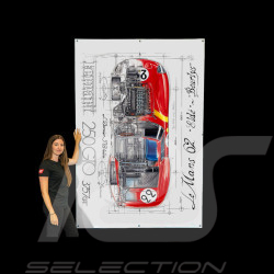 Banner Ferrari 250 GTO 24h Le Mans 1962 n° 22 original drawing by Sébastien Sauvadet
