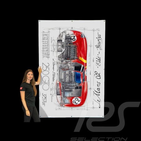 Banner Ferrari 250 GTO 24h Le Mans 1962 n° 22 Originalzeichnung von Sébastien Sauvadet