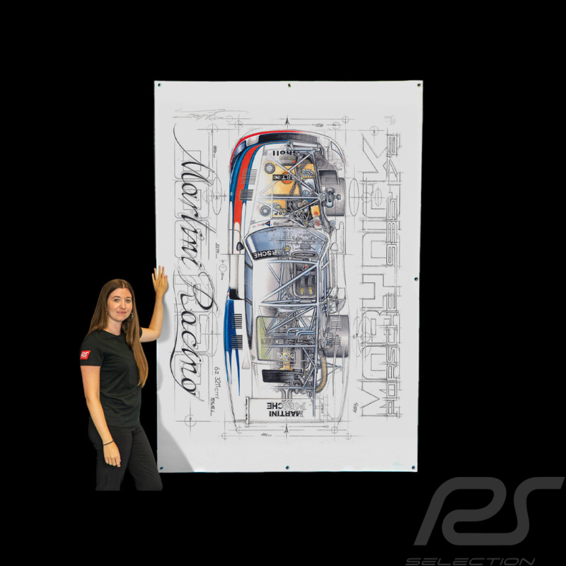 Banner Porsche 935 Moby Dick Martini Racing original drawing by Sébastien Sauvadet