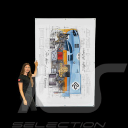 Porsche 917 KH n°20 Gulf 24h Le Mans 1970 Steve McQueen Originalzeichnung von Sébastien Sauvadet