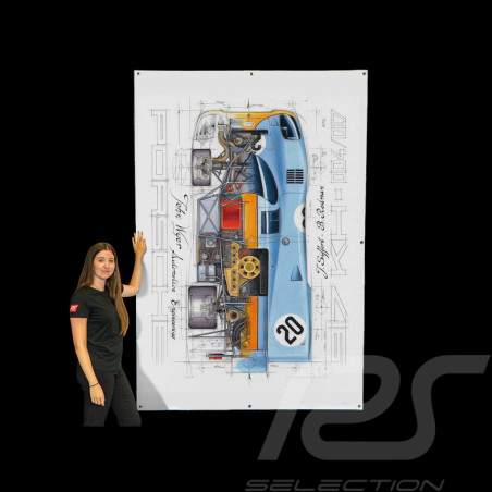 Porsche 917 KH n°20 Gulf 24h Le Mans 1970 Steve McQueen Originalzeichnung von Sébastien Sauvadet