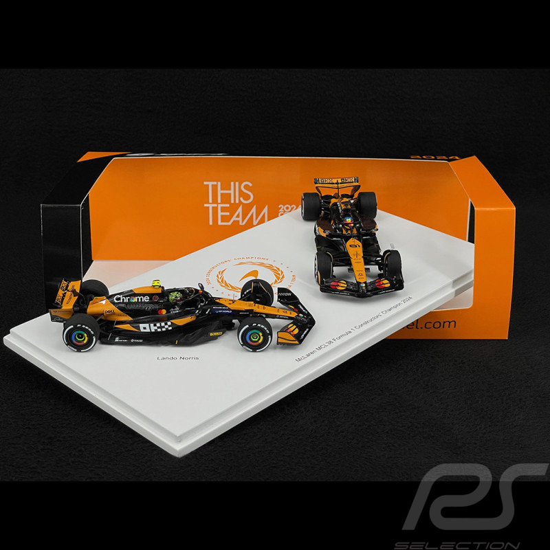 Set McLaren MCL38 Lando Norris n° 4 / Oscar Piastri n° 81 F1 Constructors Champion 2024 1/43 Spark S9571