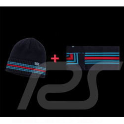 Set of 2 Hat + Scarf Porsche Martini Racing Knitted Blue / Red