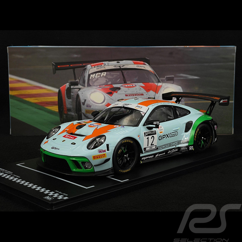 Porsche 911 GT3 R Gulf n° 12 4th 24h Spa 2020 1/18 Ixo LEGT18-20012