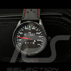Montre compteur de vitesse Porsche 911 260 km/h boitier noir / fond noir / chiffres blancs