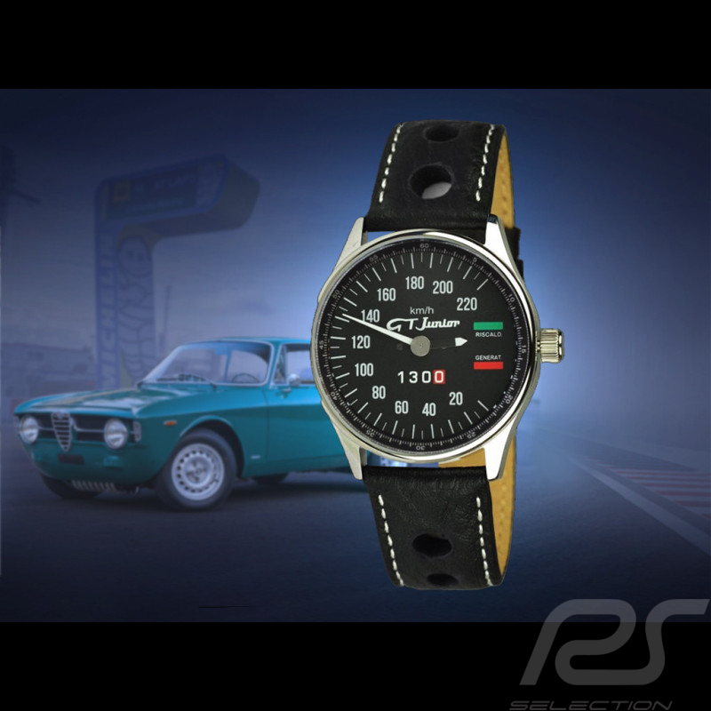 Alfa Romeo Giulia 1300 GT Junior Tachometer Uhr Chrom Gehause / schwarz Hintergrund / weiße Zahlen