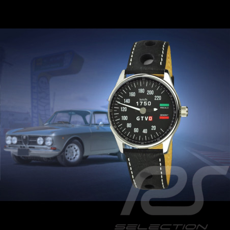Alfa Romeo Uhr 1750 GTV Tachometer Chrom Gehause / schwarz Hintergrund / weiße Zahlen