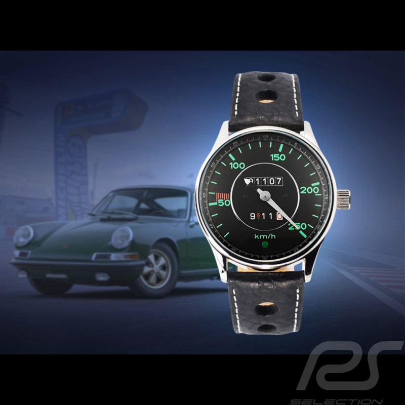 Porsche 911 Automatic Watch 250 km/h speedometer 1963 - 1969 black dial / green numbers Made in Germany