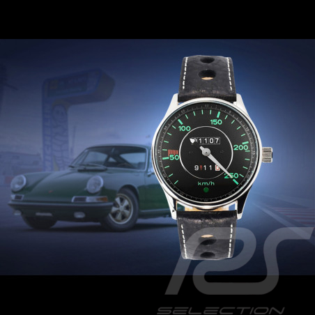 Porsche 911 Automatikwerk Uhr 250 km/h Tachometer 1963 - 1969 schwarz Wahl / grüne Zahlen Hergestellt in Deutschland