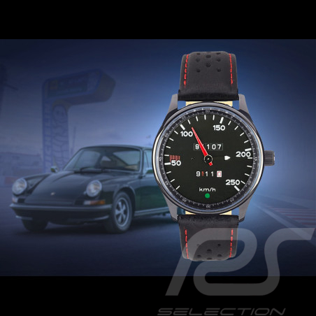 Porsche 911 250 km/h Tachometer Uhr schwarz Gehause / schwarz Wahl / weiße Zahlen
