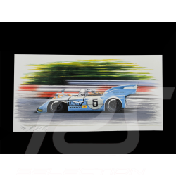 Porsche 908/3 n° 5 2. 12h Silverstone 1980 Gulf Original Zeichnung Sébastien Sauvadet mit Unterschrift Jürgen Barth